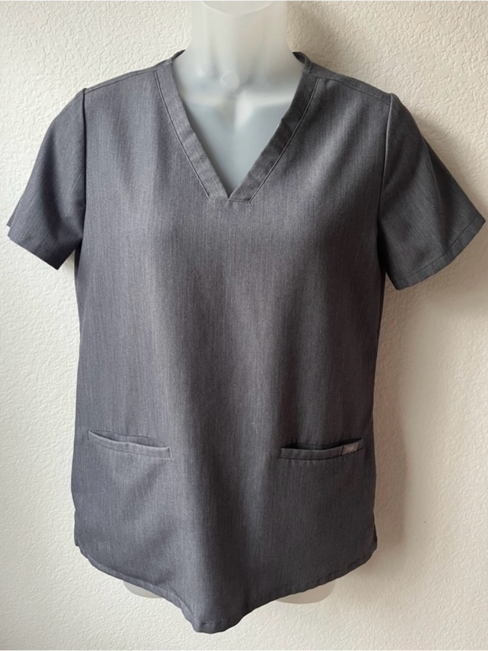 Figs Women's Charcoal V-Neck Short Sleeve Scrub Top